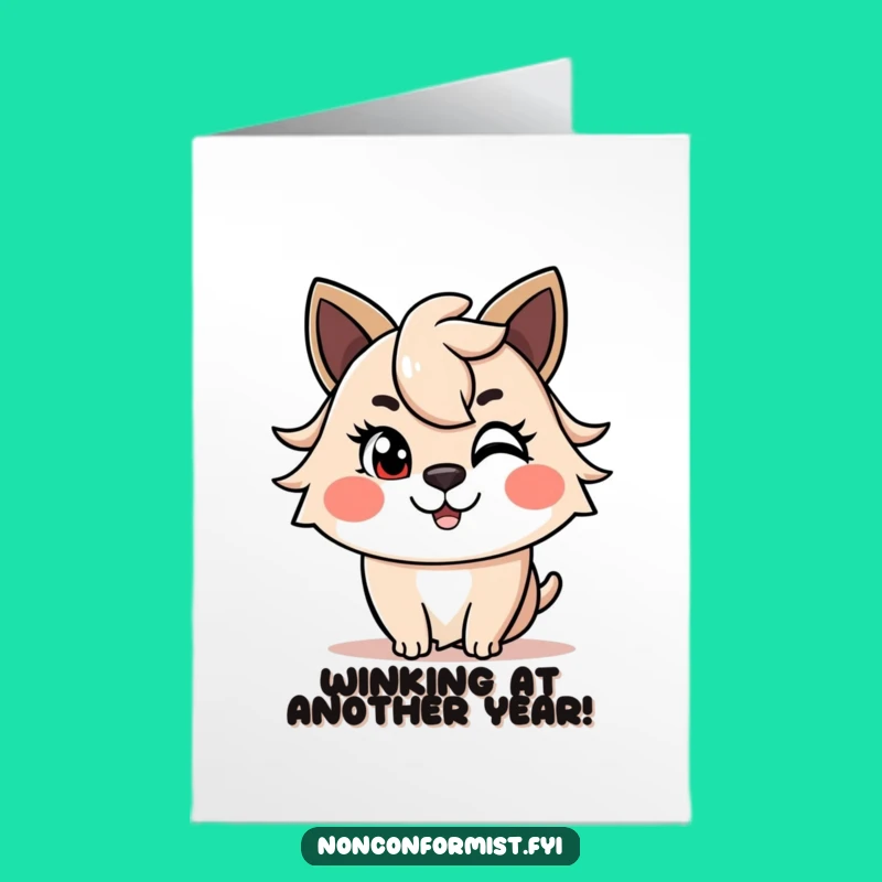 Free Printable Funny Birthday Card: Winking Animal, Wild Hair Greeting, Quirky Downloadable Gift