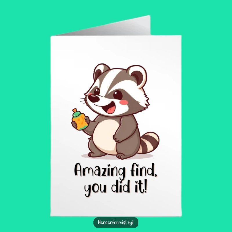 Free Printable Congrats Card: Excited Badger Unusual Object Funny