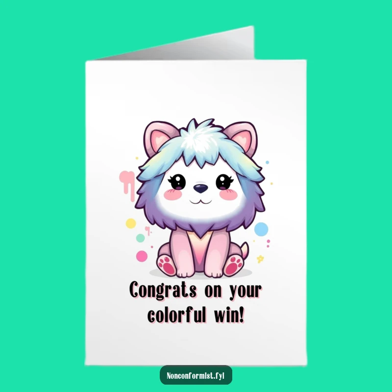 Free Printable Congrats Card: Rainbow Painting, Weird Colors, Funny Achievement Art