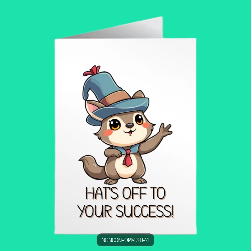 Free Printable Congrats Card: Eccentric Hat Animal - Dramatic Downloadable Gift