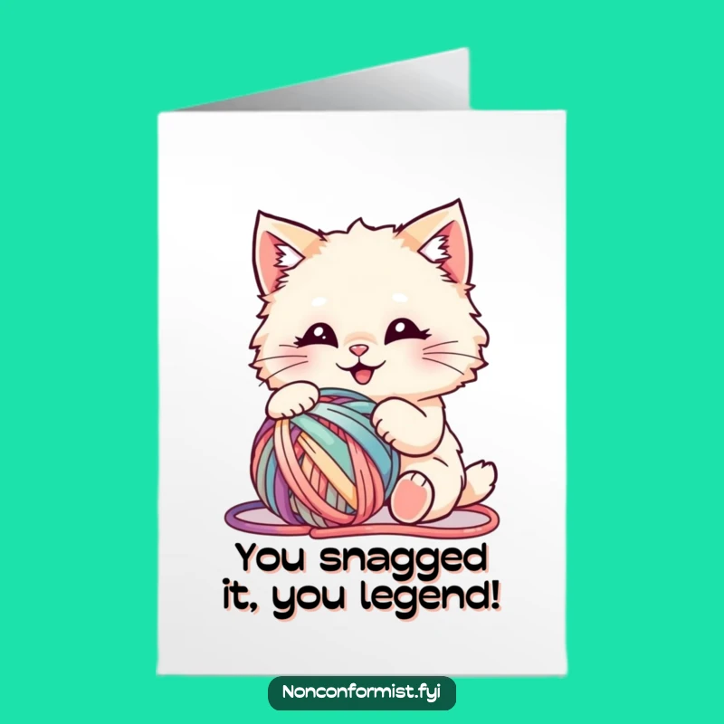 Free Printable Congrats Card: Funny Cat Yarn Masterpiece - Downloadable!