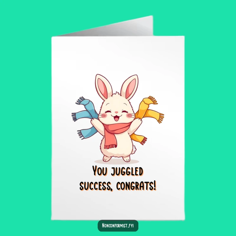 Free Printable Congrats Card: Rabbit's Joyful Juggling Act