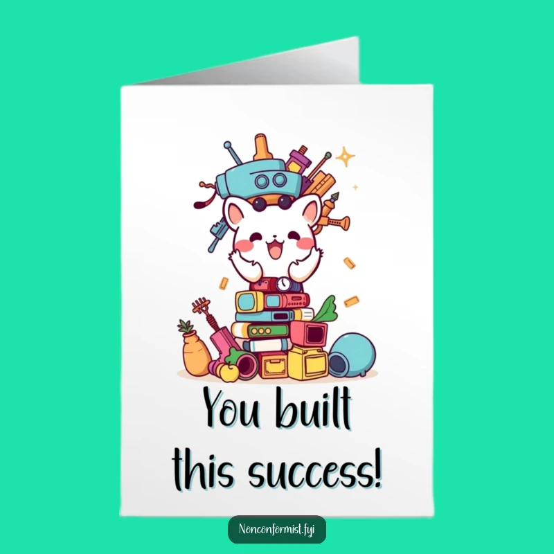 Free Printable Congrats Card: Wacky Animal Tower Success for a Funny DIY Gift