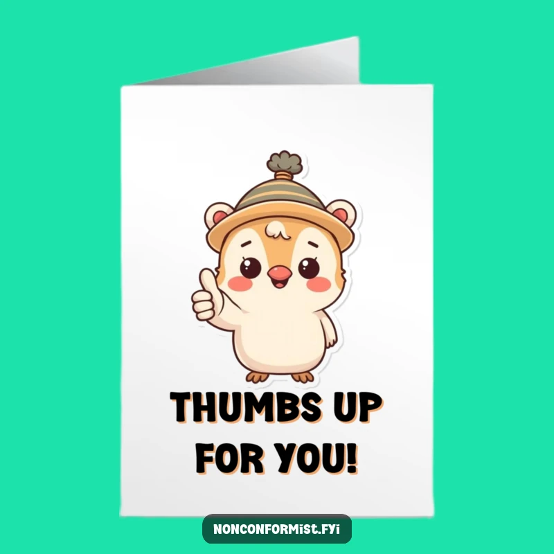 Free Printable Congrats Card: Quirky Creature Thumbs Up for a Funny DIY Gift