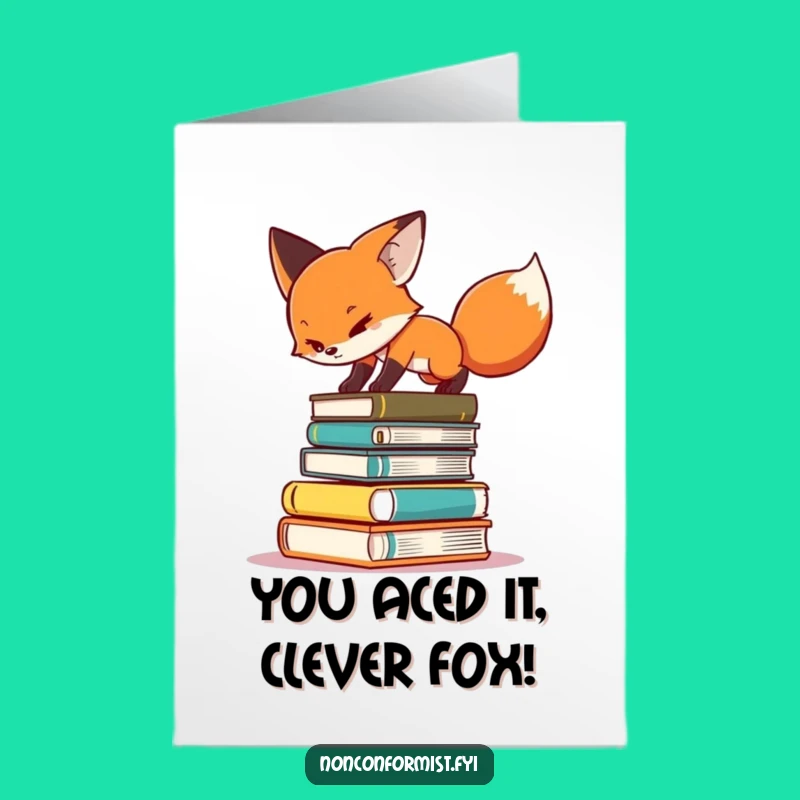 Free Printable Congrats Card: Fox's Book Balance for Your Achievement