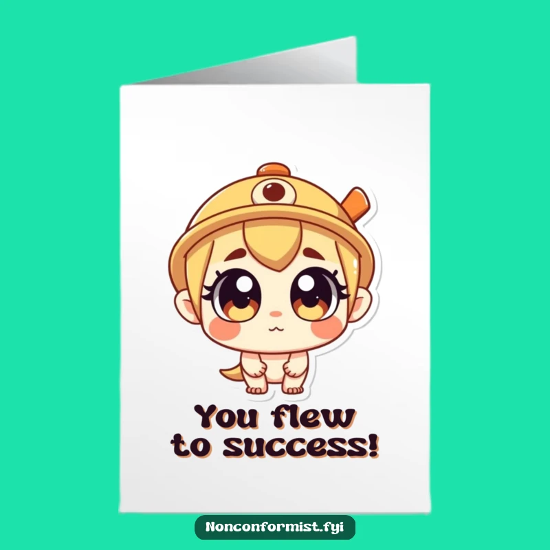 Free Printable Congrats Card: Propeller Hat Character, Humorous Downloadable Greeting for Any Achievement