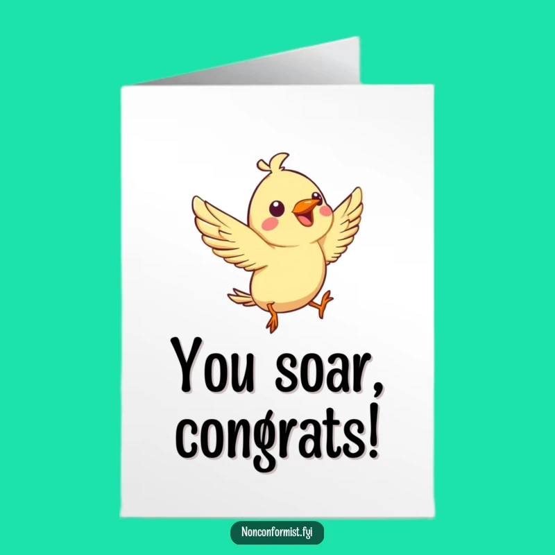 Free Printable Congrats Card: Bird's Aerial Triumph, Funny Downloadable Gift