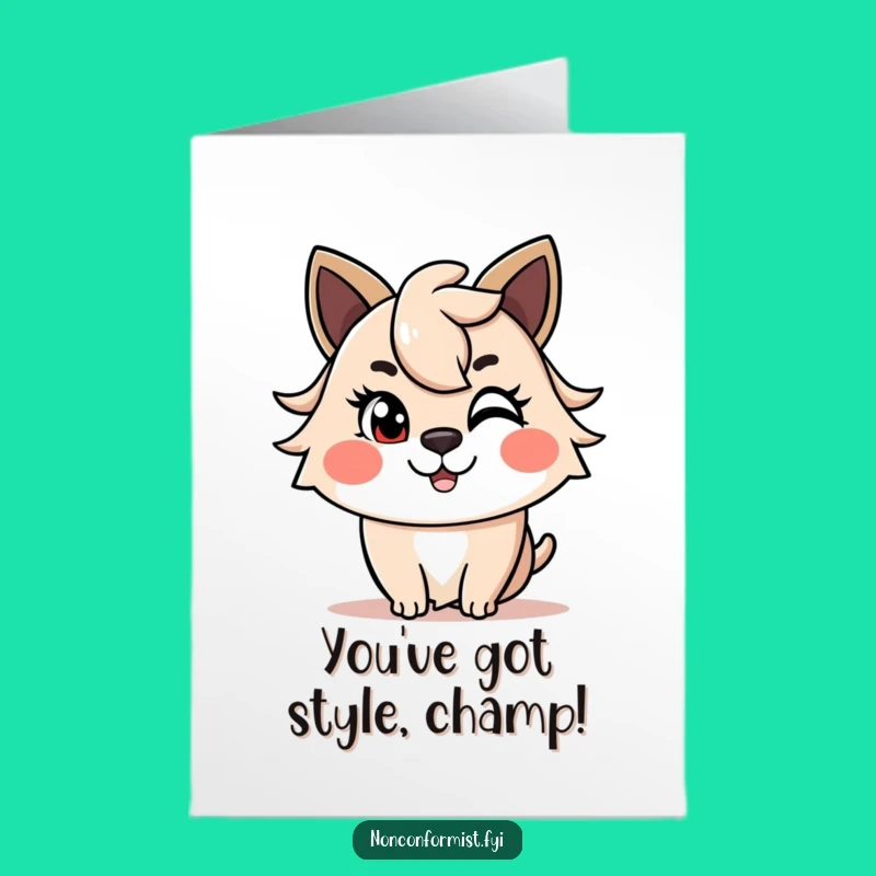 Free Printable Congrats Card: Winking Animal, Cool Hair Greeting, Humorous Downloadable Success Card