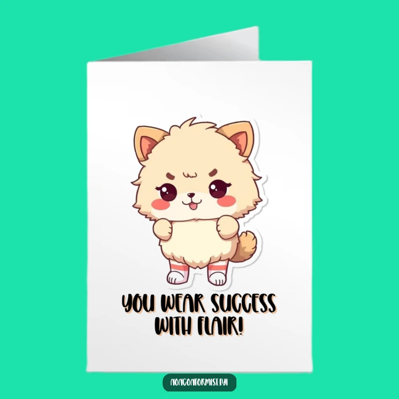 Free Printable Congrats Card: Odd Socks Fluffy Animal, Proudly Defiant Success, DIY Downloadable