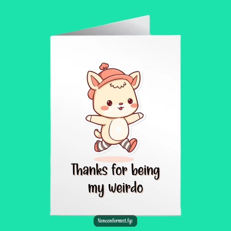 Free Printable Animal Thank You Card: Quirky character, perfect funny downloadable gift for showing gratitude.