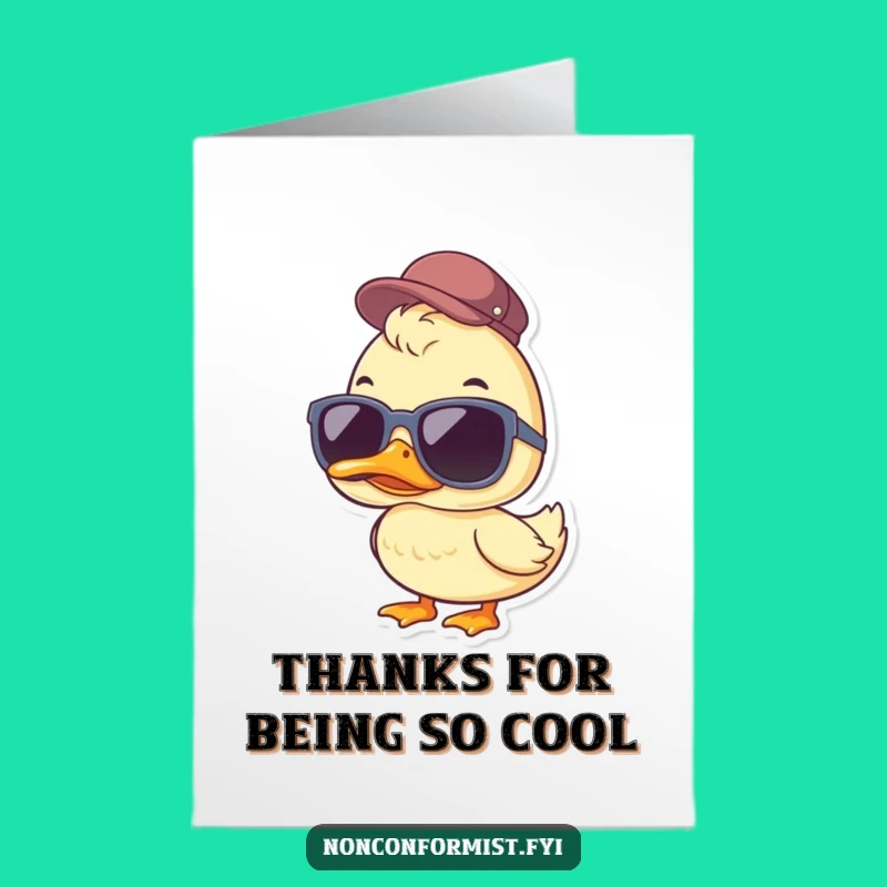 Free Printable Thank You Card: Cool Duck Gratitude, Funny Downloadable Note