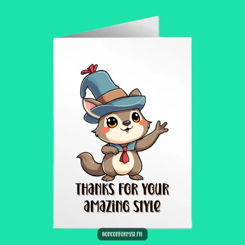 Free Printable Thank You Card: Eccentric Hat Animal - Stylish Downloadable Gift