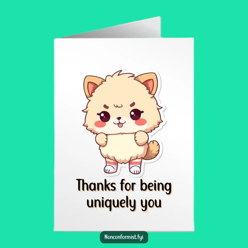 Free Printable Thank You Card: Odd Socks Fluffy Animal, Defiant Gratitude, DIY Gift Download