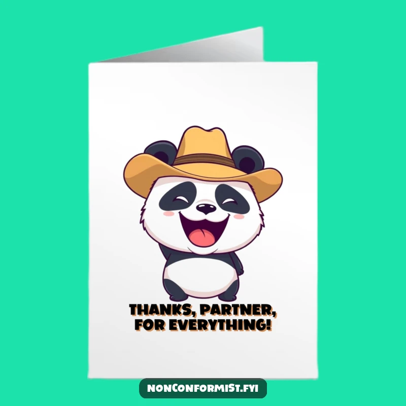 Free Printable Thank You Card: Panda Cowboy Roars Thanks!