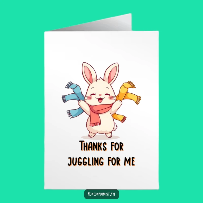 Free Printable Thank You Card: Rabbit's Juggling Gratitude