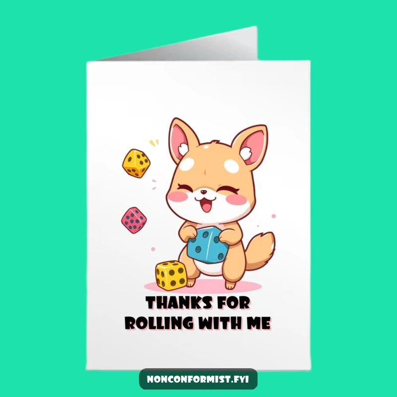 Free Printable Thank You Card: Witty Juggling Dice Animal - Grateful Downloadable Gift