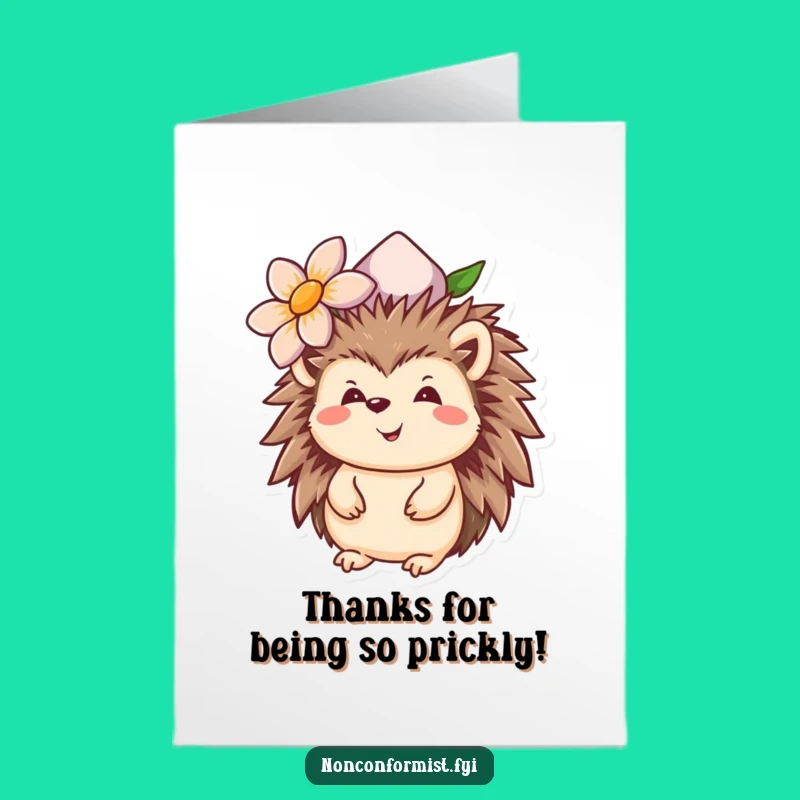 Free Printable Thank You Card: Charming Hedgehog Hat Design for a Funny Downloadable Gift