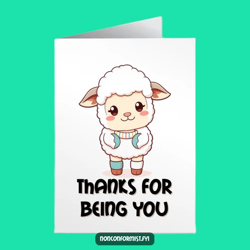 Free Printable Thank You Card: Sassy Sheep Mismatched Sock, Downloadable Gratitude with a Funky Twist!