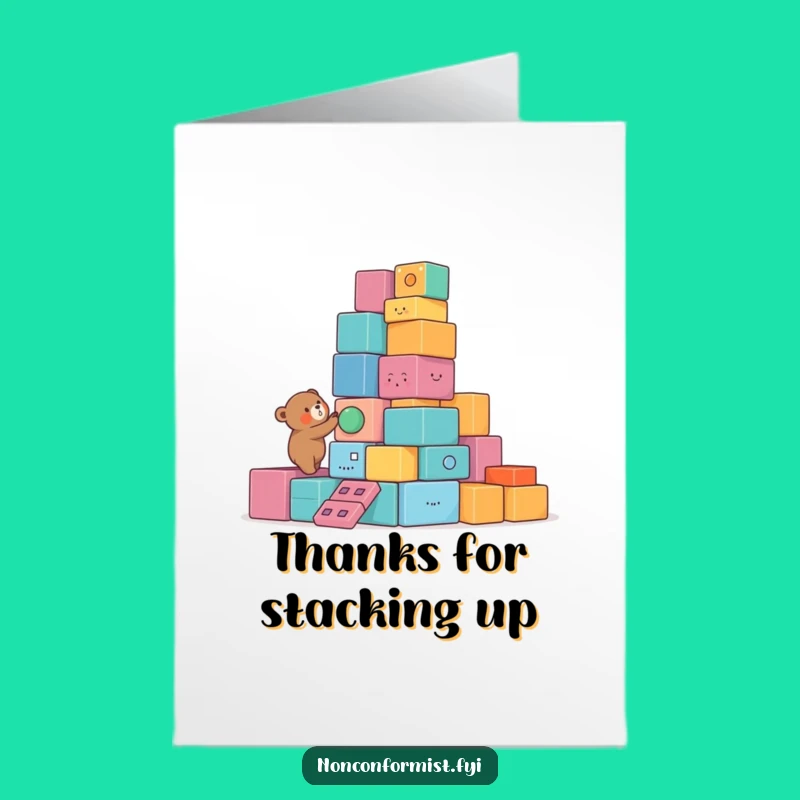 Free Printable Bear Thank You Card - Funny Building Downloadable Gift for Thoughtful Gestures