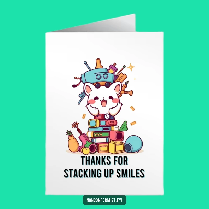 Free Printable Thank You Card: Quirky Animal Tower Gratitude for a Funny DIY Gift