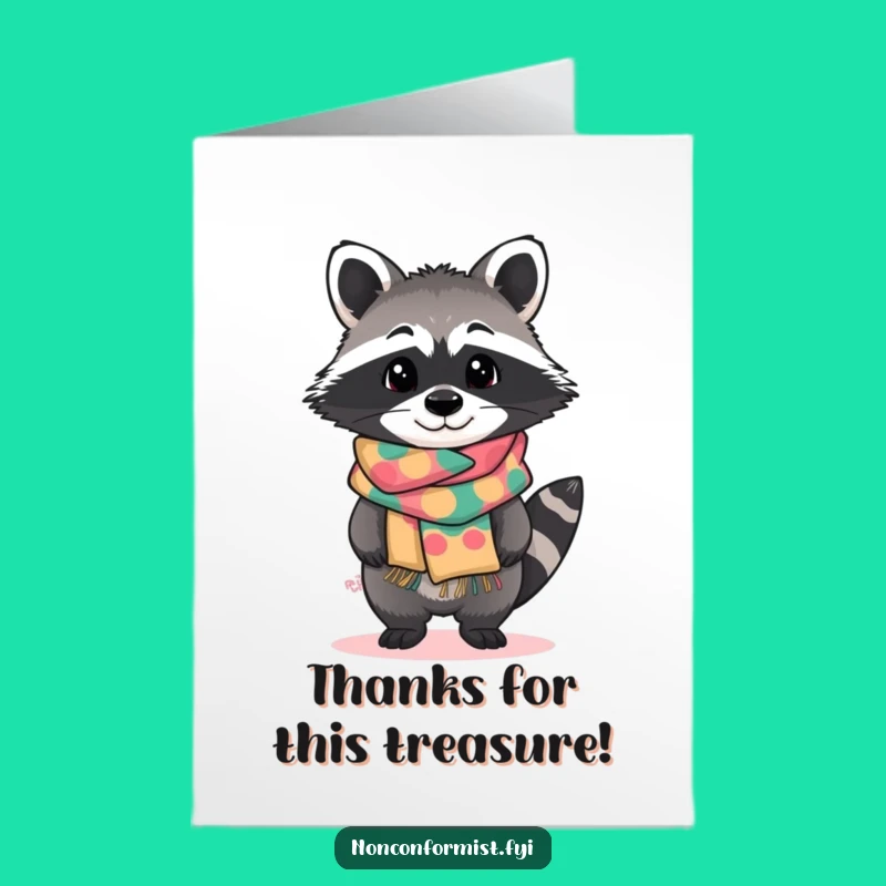 Free Printable Thank You Card: Raccoon's Scarf Thanks, Funny Downloadable Gift