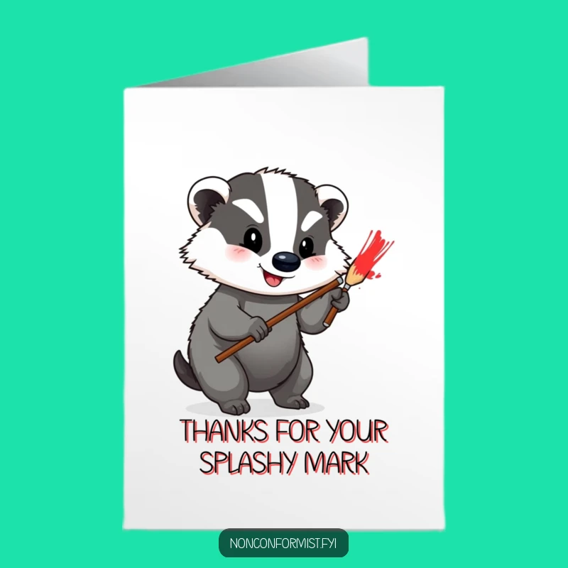 Free Printable Thank You Card: Badger Adds Color, Downloadable Gratitude with a Creative Touch!