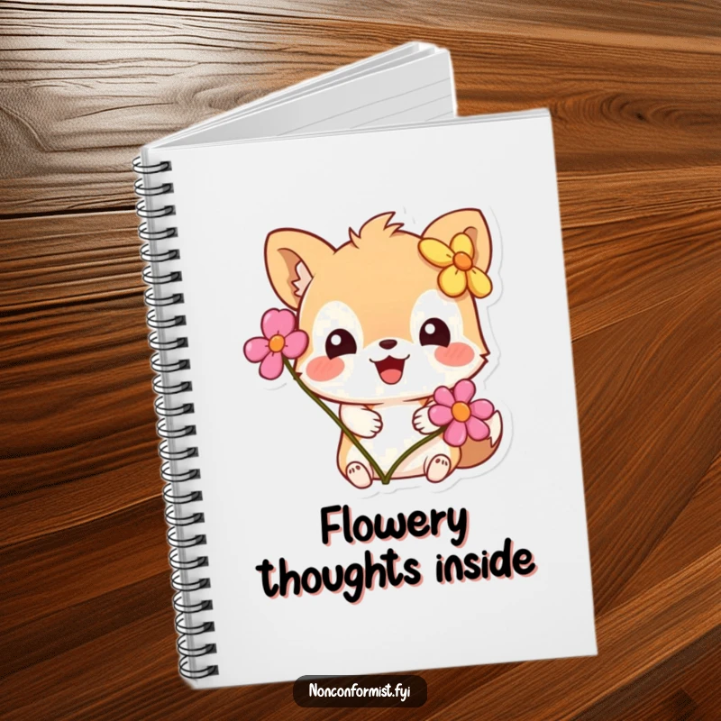 Funny Notebook: A small animal character with a flower stuck on its ear, ready to inspire funny notes and creative thoughts.