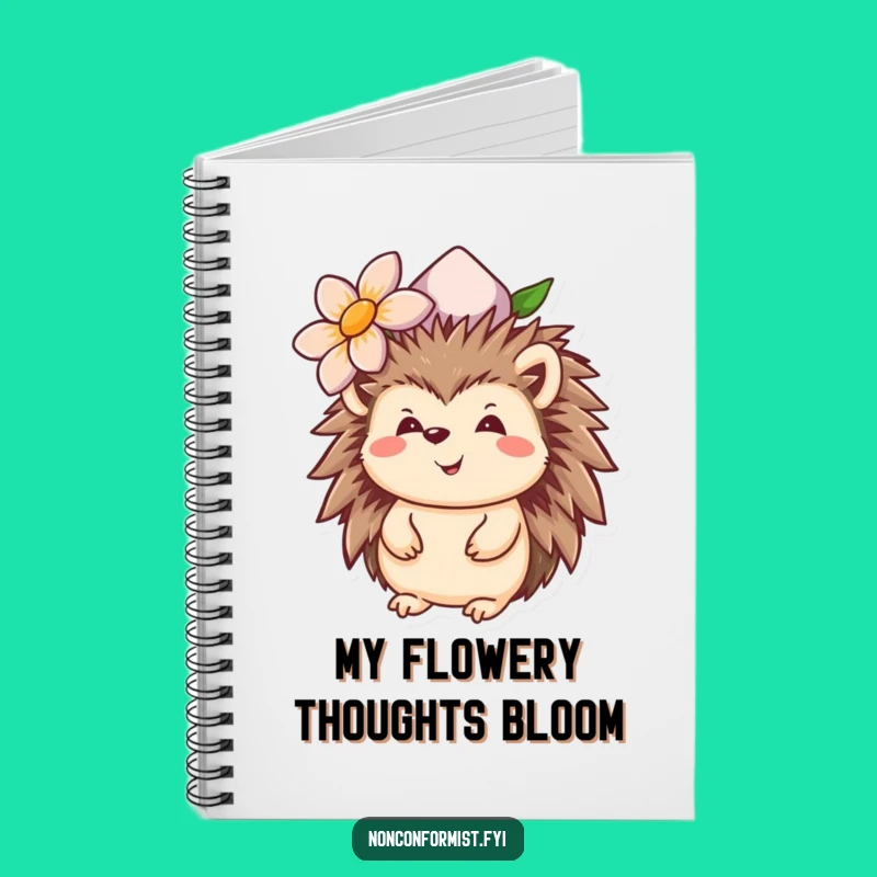Funny Hedgehog Flower Hat Notebook - Jot Down Ideas with Quirky Woodland Charm