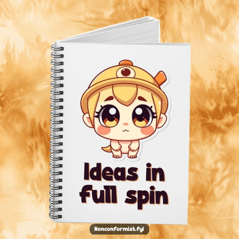 Funny Notebook with a curious character and propeller hat, offering space for notes and doodles. A functional and funny gift.