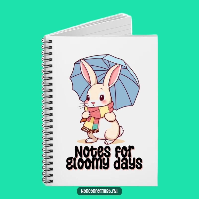 Funny Rabbit Notebook: Plan Adventures with Patchwork Scarf Umbrella, Perfect Funny Gift