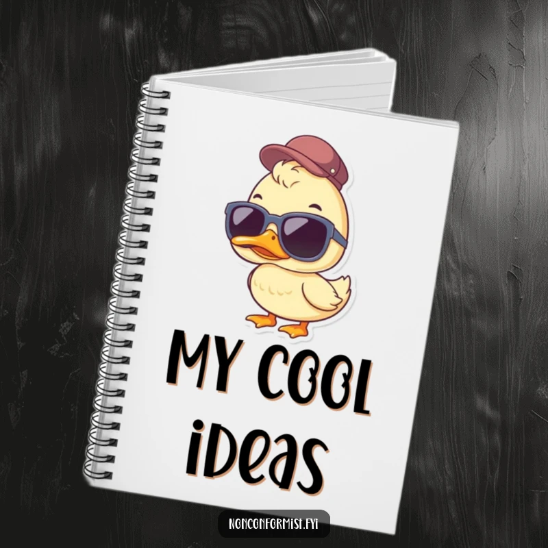 Funny Duck Notebook: Features a cool duck wearing oversized sunglasses and a jaunty cap, perfect for humorous and stylish note-taking.