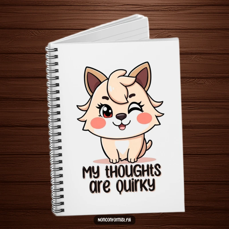 Funny Notebook featuring a cheerful animal winking with a cool, asymmetrical haircut. A space for notes and funny ideas. Excellent funny gift.