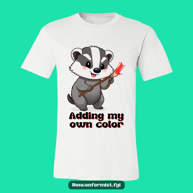 Funny Badger Artist T-Shirt: Creative Stripes Funny Gift