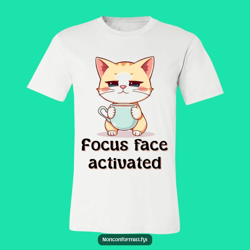 Funny Cat Teacup Balance T-Shirt: Wear Your Intense Focus with Pride