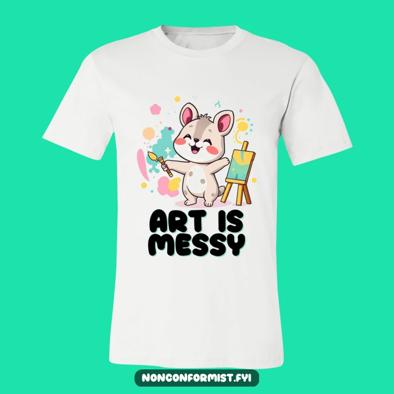 Funny Creative Animal Painting T-Shirt: Joyful Abstract Artist Tee
