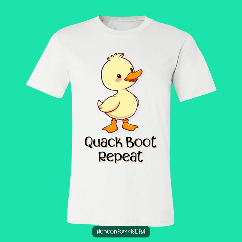Funny Duck Boot T-Shirt: Walk in Style with Cheerful Absurdity
