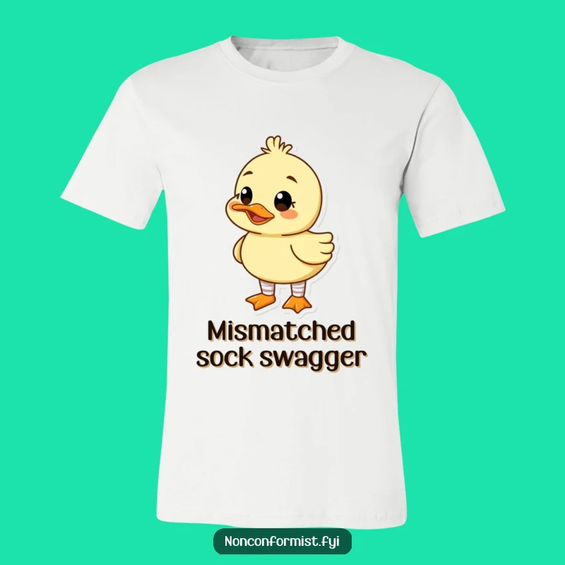 Funny Duck Mismatched Socks T-Shirt: Goofy Style Statement