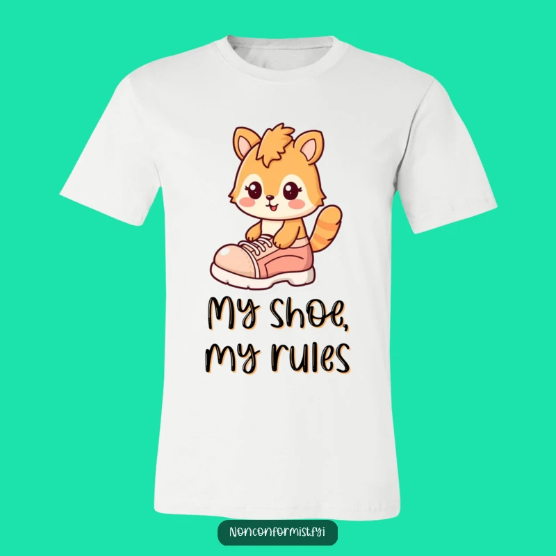 Funny Wacky Cat T-Shirt: Single Oversized Shoe & Smirk Design for a Humorous Gift