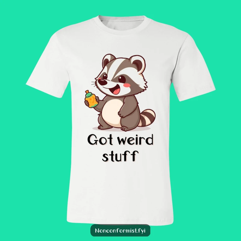 Funny Badger Object T-Shirt: Unique Excited Character Tee for Enthusiasts
