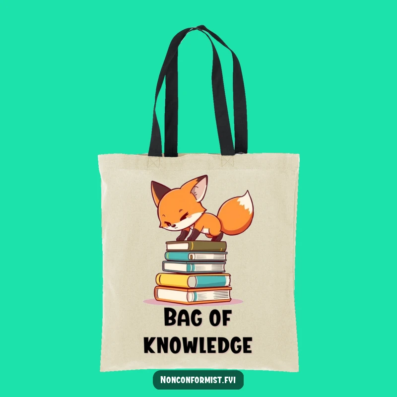 Funny Fox Book Balance Tote Bag - Literary Adventure Carry-all - Humorous Gift