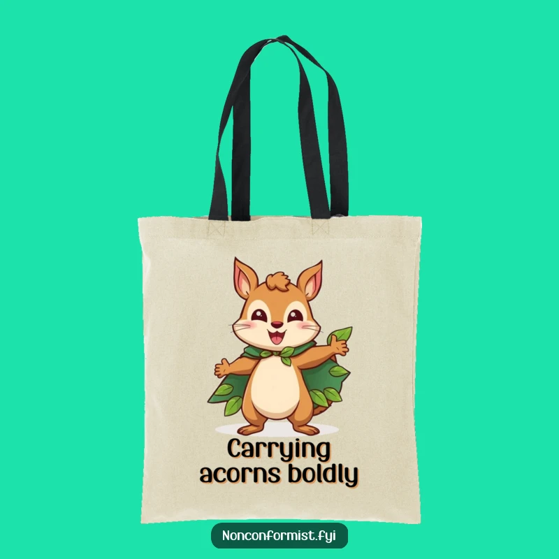 Funny Squirrel Tote Bag: Chic Leaf Cape, Heroic Style, Perfect Funny Gift