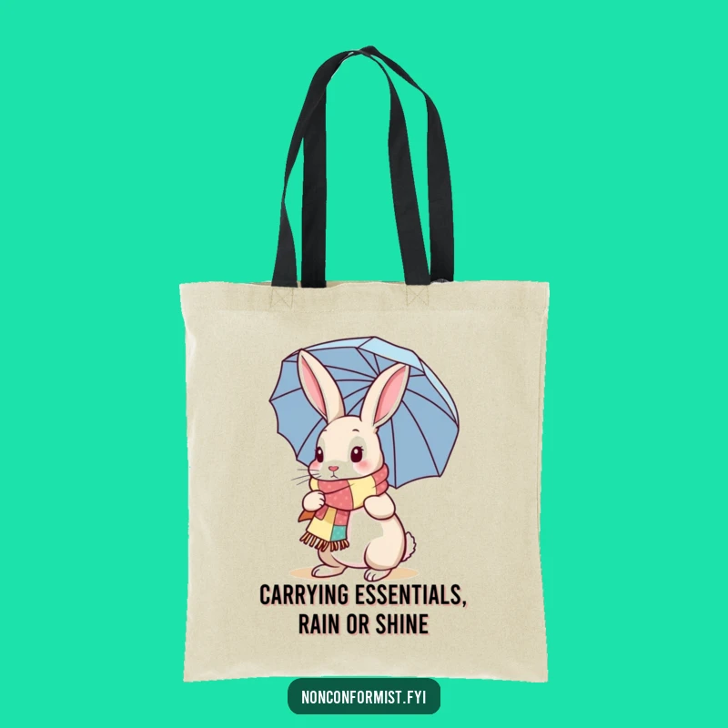 Funny Rabbit Tote Bag: Patchwork Scarf Umbrella, Your Go-To Funny Gift for Errands