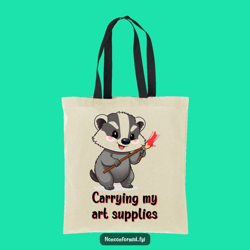 Funny Badger Artist Tote Bag: Carry Your Creations Funny Gift