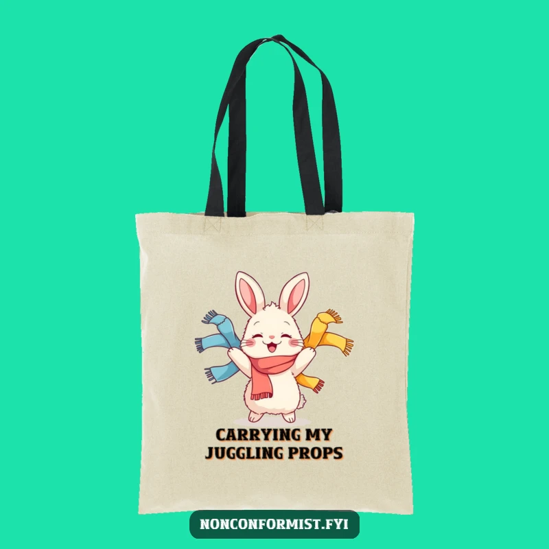 Funny Rabbit Juggling Scarves Tote Bag: Carry Your Joyful Style