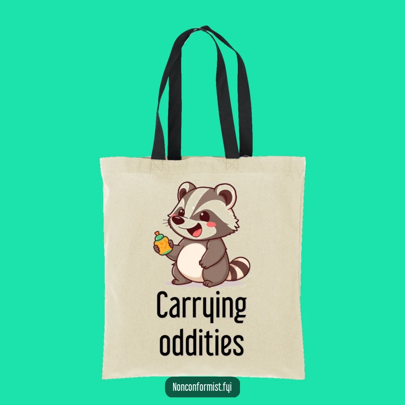 Funny Badger Object Tote Bag: Unique Carryall for Enthusiastic Adventures