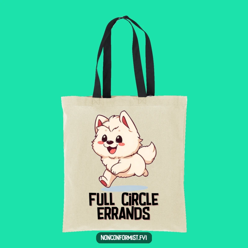 Funny Tail Chase Tote Bag: Playful Dog Character, Chic Humorous Carryall