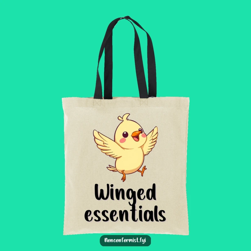 Funny Bird Aerial Flip Tote Bag: Joyful Chirp Canvas Bag, Giftable