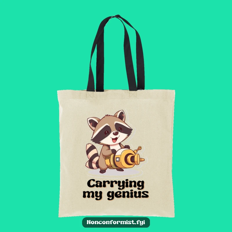 Funny Raccoon Contraption Tote Bag: Carry Your Ideas in Style!