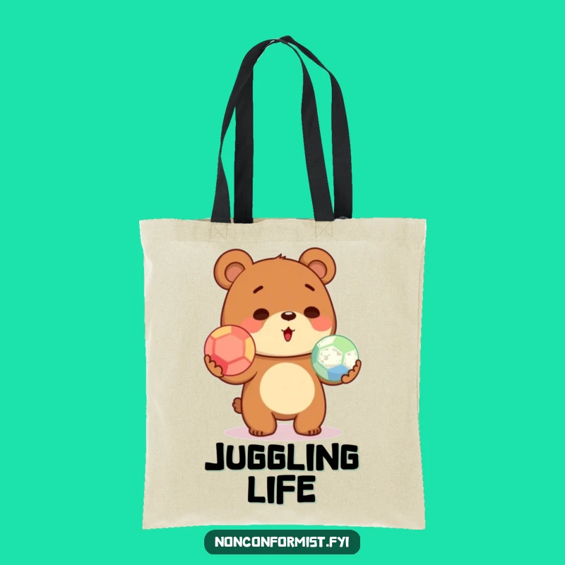 Funny Juggling Bear Tote Bag: Carry Your Day with Fun!